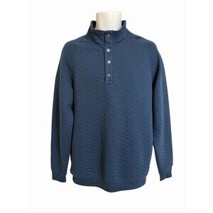 NWT Goodfellow & Co.  Men's M Navy Blue Quilted Pullover Sweater Snaps Pockets